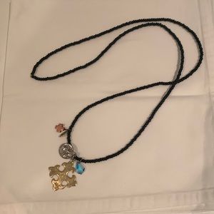 Beaded Necklace with Cross Motif